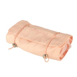 Sac à cosmétiques de voyage pliable amovible roll up 4en1 grande capacité portable rose
