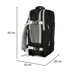 Sac à dos de voyage d'avion câble USB étanche 45x16x28cm noir
