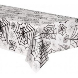 Nappe en plastique transparente Halloween Web avec toile d'araignée 274x139 cm