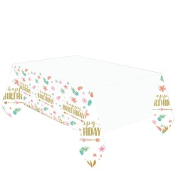 Nappe en papier Joyeux anniversaire Boho 120x180 cm