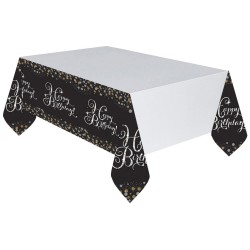 Nappe en plastique Happy Birthday Gold 120x180 cm