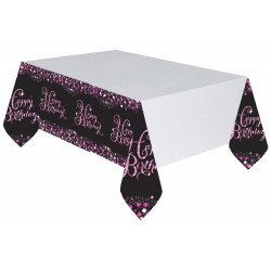 Happy Birthday Pink Happy Birthday plastic tablecloth 120x180 cm