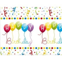 Happy Birthday Streamers Happy Birthday plastic tablecloth 120x180 cm