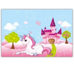 Unicorn Castle paper tablecloth 120x180 cm FSC