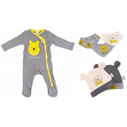 Ensemble 6 pièces barboteuse + bonnet et bavoir pour bébé Disney Winnie l'ourson 74/80 cm