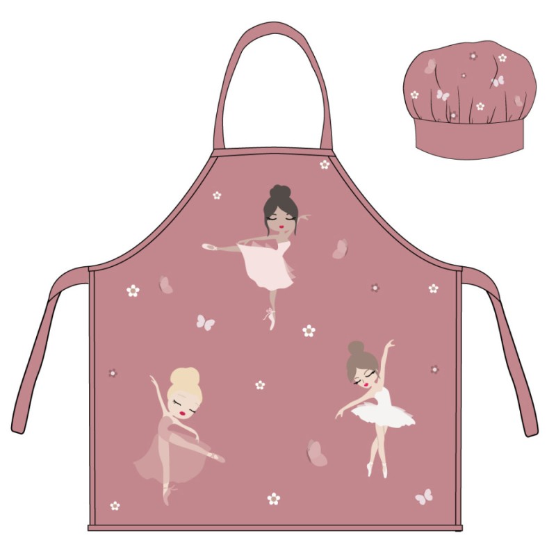 Ballet Ballerina kids apron 2-piece set