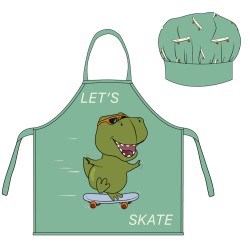 Dinosaur Skate kids apron 2-piece set