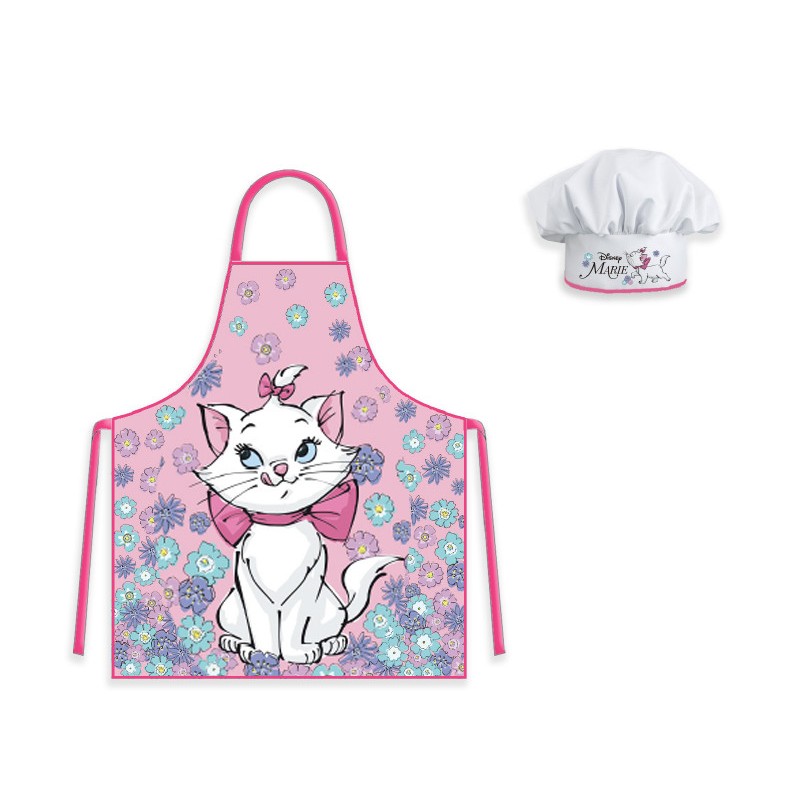 Disney Marie Flower Garden Cat Kids Apron 2-Piece Set