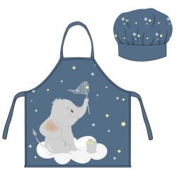 Elephant Blue children's apron 2-piece set