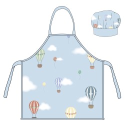 Vehicle Blue Hot Air Balloon Kid's Apron 2 Piece Set