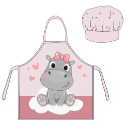 Ensemble de 2 tabliers pour enfants Hippo Pink Hippo