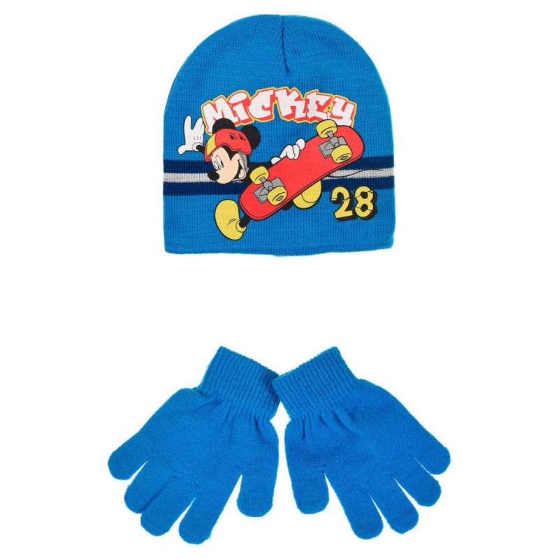 Ensemble bonnet + gants pour enfants Disney Mickey Skate 52 cm