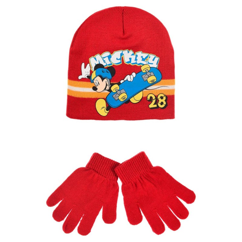 Ensemble bonnet + gants pour enfants Disney Mickey Skate 54 cm