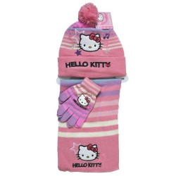 Ensemble bonnet + écharpe + gants pour enfants Hello Kitty 52 cm