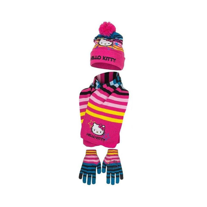 Ensemble bonnet + écharpe + gants pour enfants Hello Kitty 54 cm