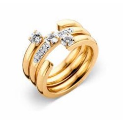 Bague Victoria Gold 3 pièces sertie de pierres blanches