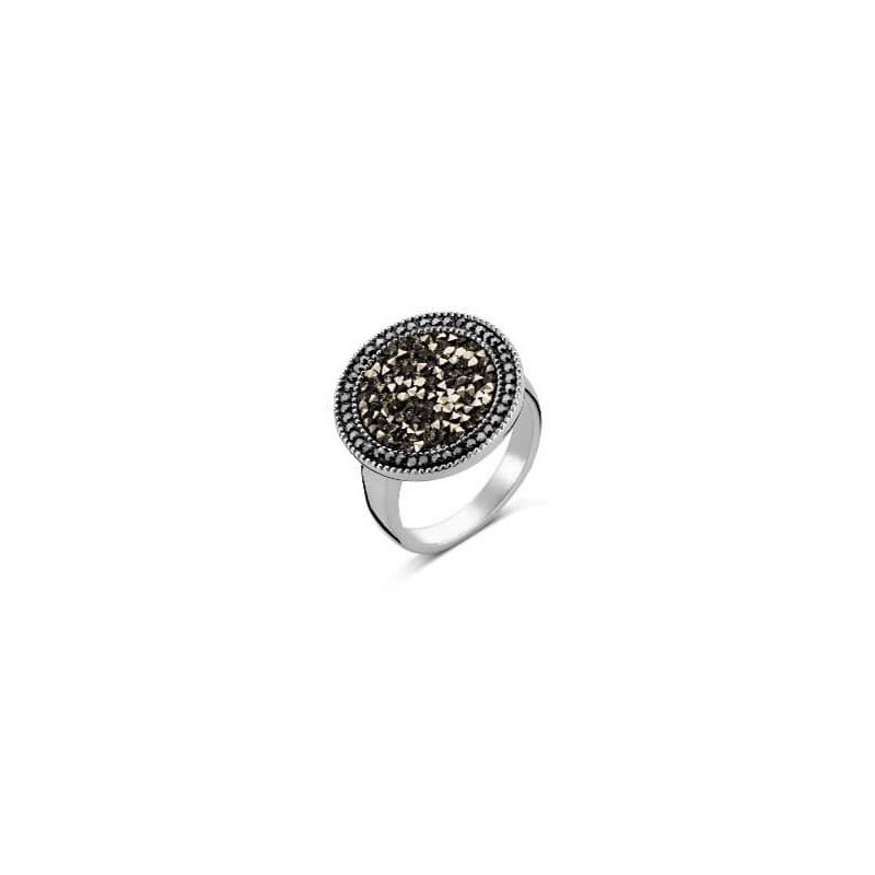 Victoria Silver-colored ring with black stone