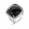 Victoria Silver-colored black stone ring