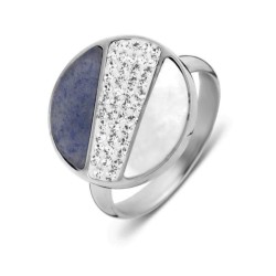 Bague Victoria argentée à motifs avec pierres