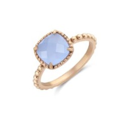 Bague Victoria avec pierre bleue couleur or rose