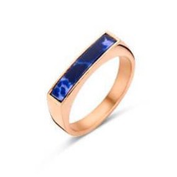 Bague Victoria en or rose à motifs bleus