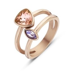 Bague Victoria en or rose avec pierres précieuses