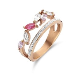 Bague en or rose avec pierres précieuses Victoria