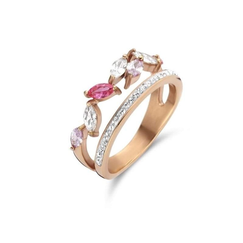 Victoria Rose gold colored gemstone ring