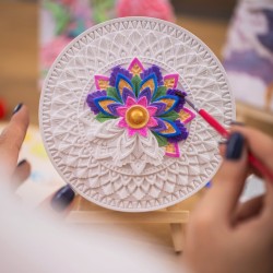 Ensemble peintures et pinceaux pour mandala 3D Livre de coloriage en plâtre,