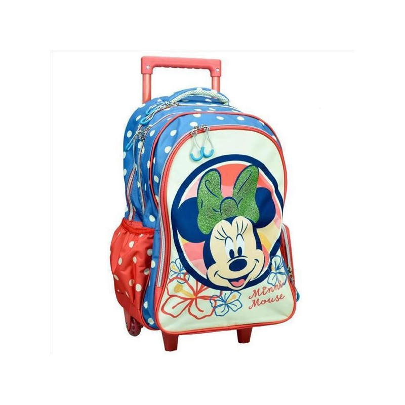 Sac d'école à roulettes Disney Minnie Boho, sac à dos 46 cm