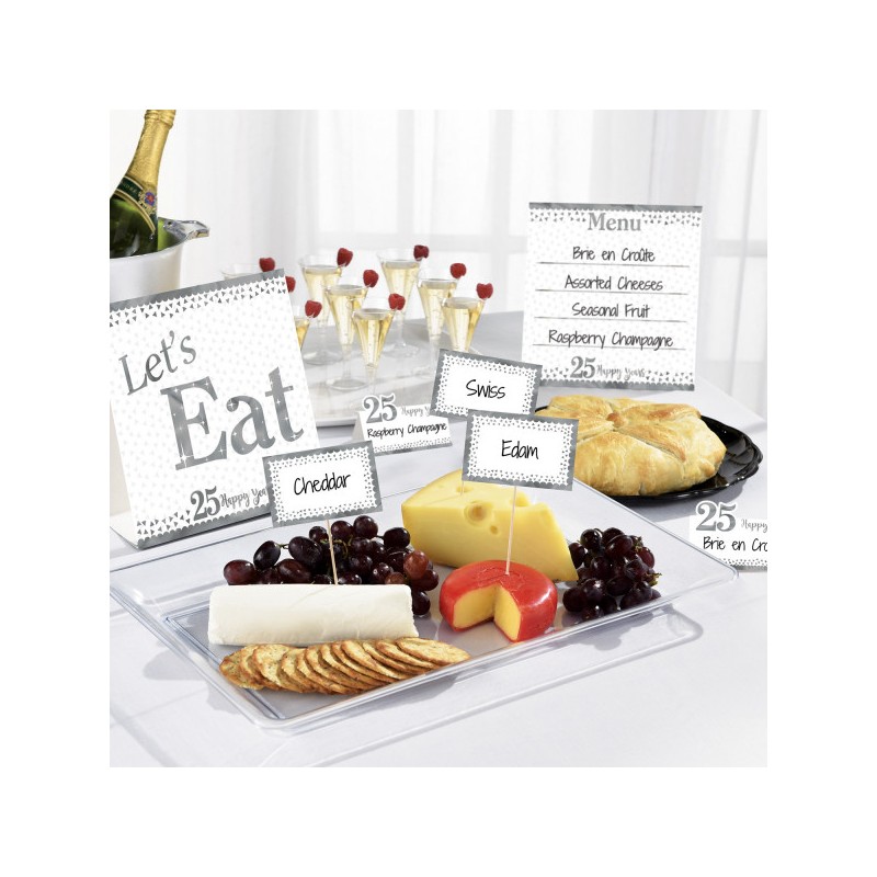 Anniversary 25th Anniversary, decorative stick and food card set of 12