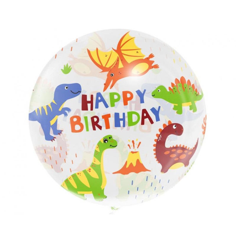 Ballon aluminium Happy Birthday Dinosaur Aqua 46 cm