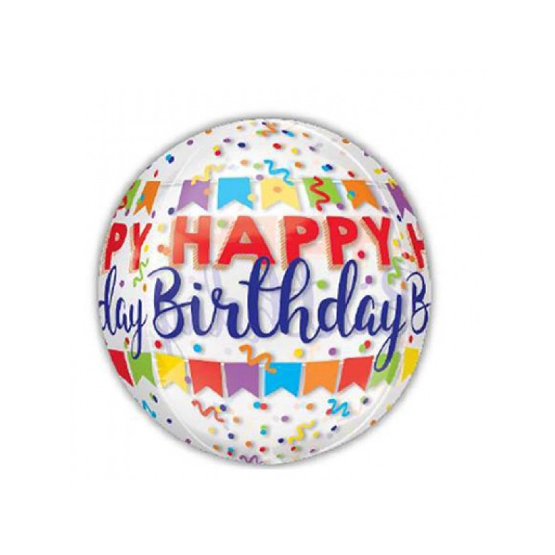 Ballon d'anniversaire Happy Birthday en aluminium 40 cm