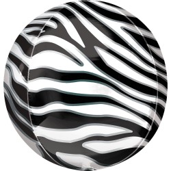 Ballon aluminium à motifs zèbres animaux 40 cm