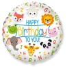 Ballon aluminium Joyeux anniversaire animaux 48 cm