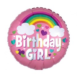 Ballon d'anniversaire arc-en-ciel en aluminium pour fille 46 cm