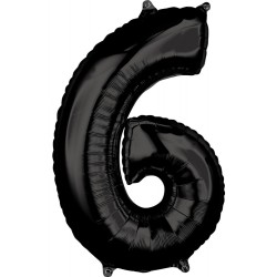 Number Black Number 6 Foil Balloon 66x43 cm