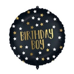 Happy Birthday Black-Gold Birthday Boy foil balloon 46 cm