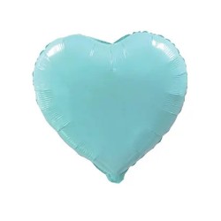 Ballon en aluminium couleur bleu pastel en forme de cœur, 46 cm