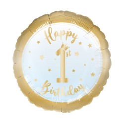 Ballon aluminium bleu pour premier anniversaire 43 cm