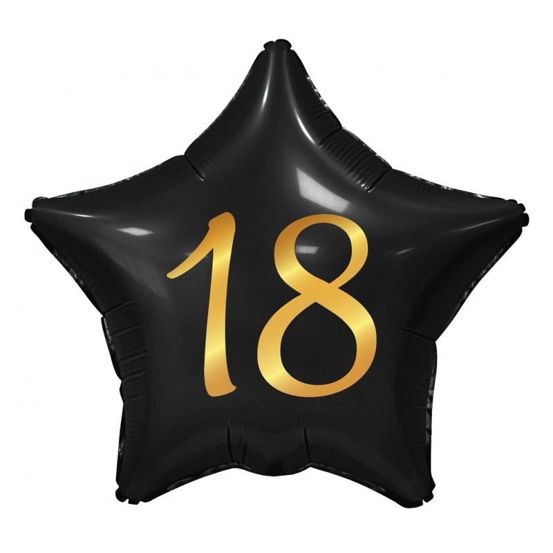 Happy Birthday Black Black Happy Birthday 18 Star Foil Balloon 44 cm