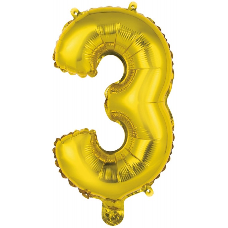 Number Gold, Gold Number 3 Foil Balloon 46 cm