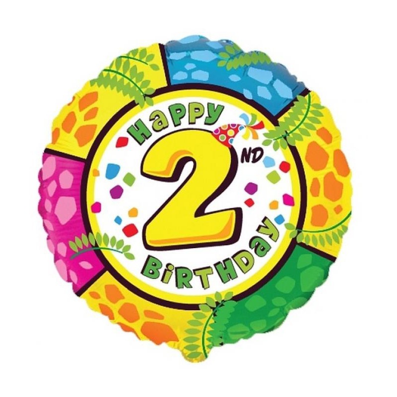 Ballon aluminium motif anniversaire Joyeux anniversaire 2e anniversaire 48 cm