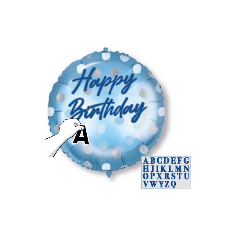 Ballon aluminium bleu joyeux anniversaire 46 cm personnalisable