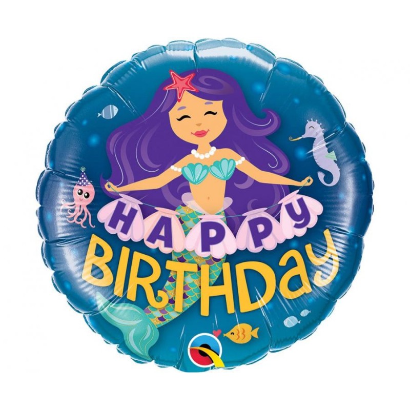 Ballon aluminium joyeux anniversaire sirène 46 cm