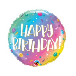 Ballon aluminium Joyeux anniversaire Ombre Sprinkles 46 cm