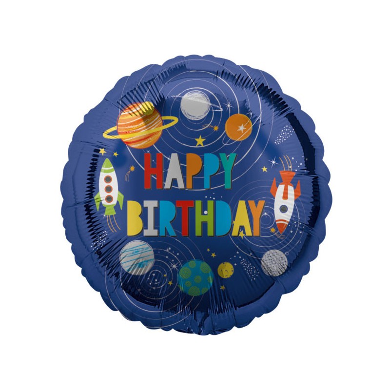 Happy Birthday Outer Space fólia lufi 43 cm