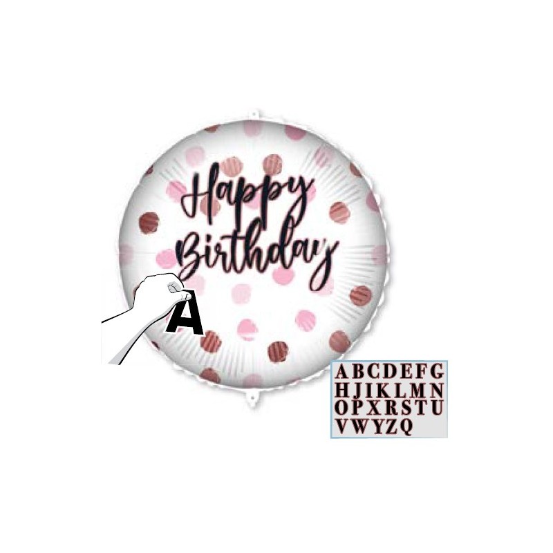 Ballon aluminium rose Joyeux anniversaire 46 cm personnalisable