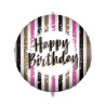 Happy Birthday Happy Birthday Pink Gold Stripes Foil Balloon 46 cm