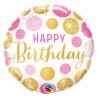 Happy Birthday Happy Birthday Pink-Gold Dots foil balloon 46 cm